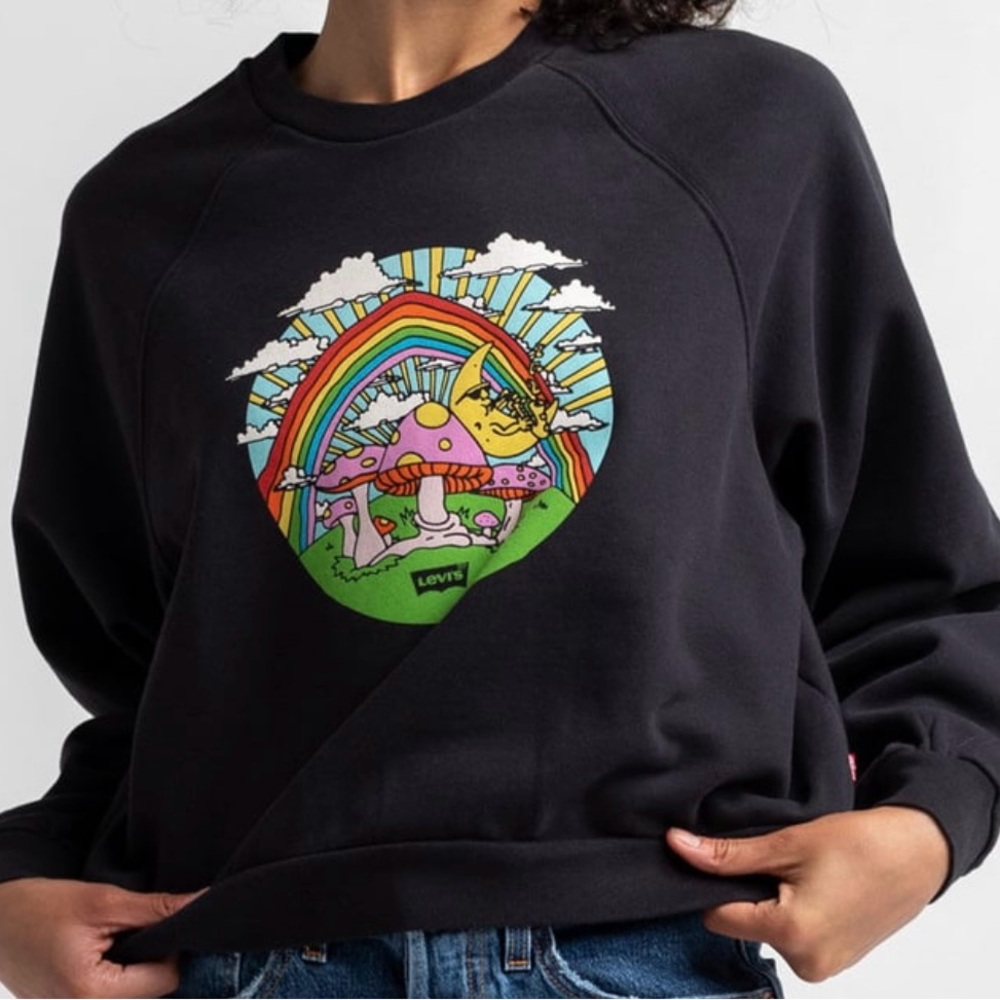 LEVI'S Mushroom Womens Vintage Raglan Crew Sweatshirt (Size Large)